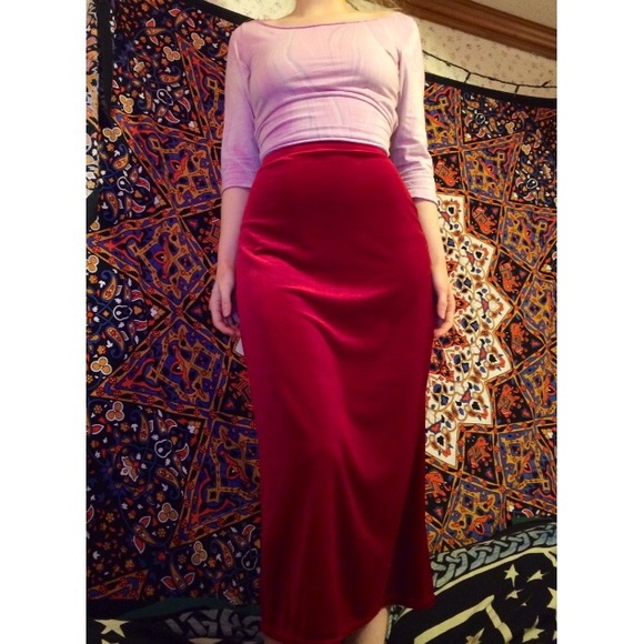 Red Velvet Maxi Skirt