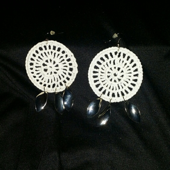 White crochet earrings