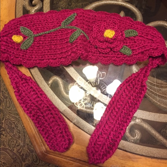 New pink floral accent handmade head wrap