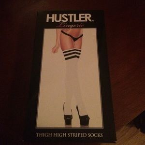 Hustler lingerie thigh high striped socks