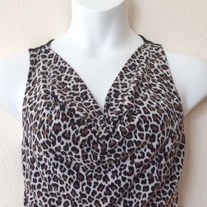 Scoop neck leopard and lace tank top XL