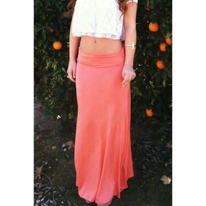 Long light pink skirt