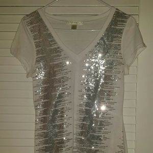 White and silver sequence shirt
