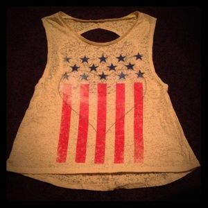 Yellow flag & heart crop top
