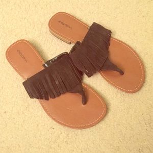 Brown Fringe Sandals