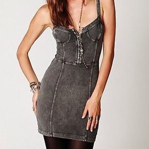 REDUCED✨Free People Acid Wash Black Bodycon Dress