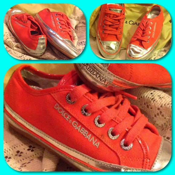 Dolce & Gabbana Orange & Silver Gym Sport Sneaker - Picture 2 of 4