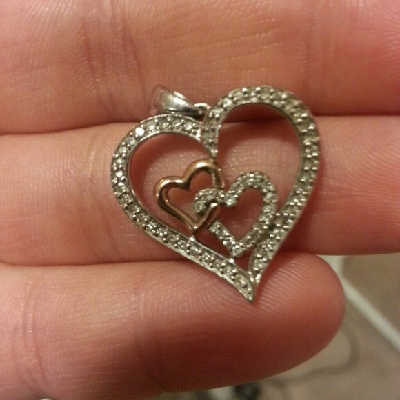 Diamond and Rose Gold Heart Necklace - Picture 2 of 3