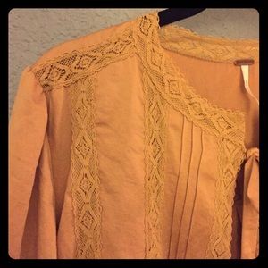 Free People Yellow & Lace Top