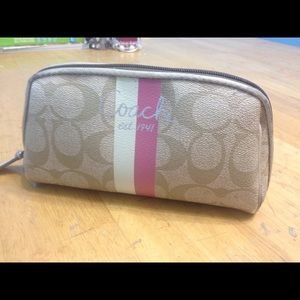 Signature stripe coach makeup bag