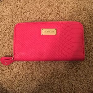 Steve Madden pink snake print clutch