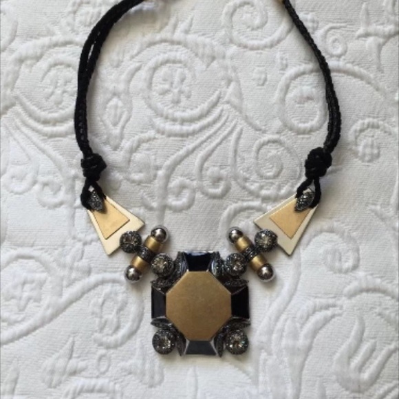 JCrew Leather Strap Statement Necklace