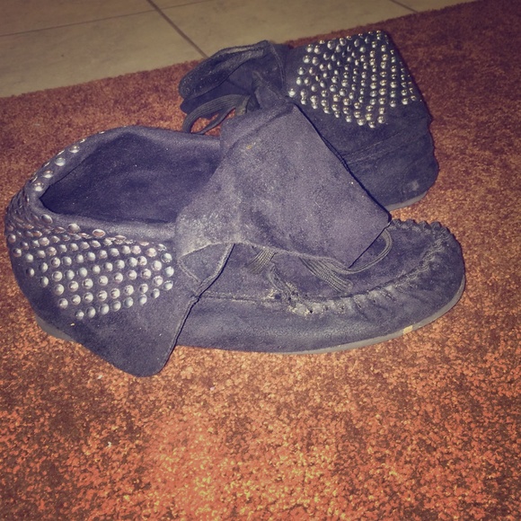 Silver studded black moccasin