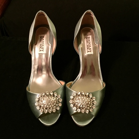 Badgley Mischka Shoes - Bridal Shoes- Mint Green Satin Pumps