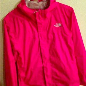 hot pink north face rain jacket