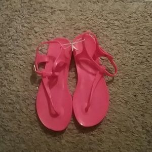Hot pink gladiator sandals