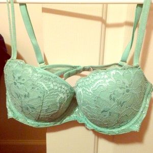 Pink Date Push Up Bra in Mint Green