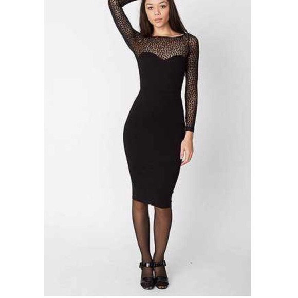 American apparel Black lace midi dress
