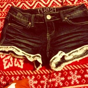 Lace lined jean shorts