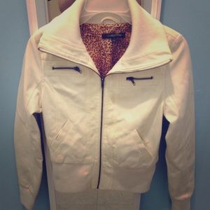 🚫TRADED Faux leather white moto jacket