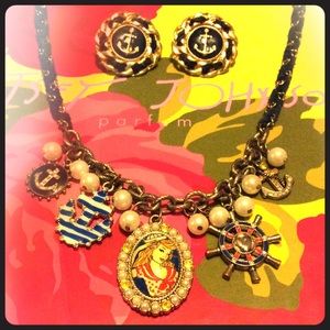 Betsey Johnson 'Pinup' Necklace & Anchor Earrings