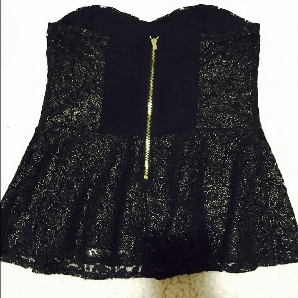 Express black/gold peplum tube top