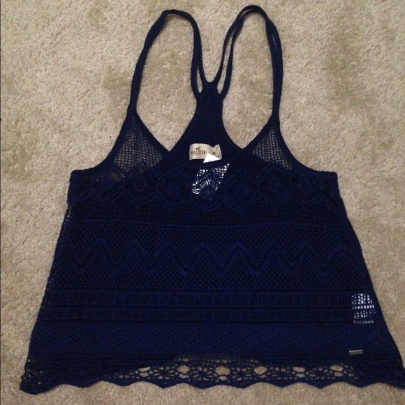 Navy Hollister crochet tank. Spring break ready. - Picture 1 of 3