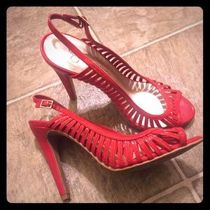 Fire Red 🔥🔥🔥Strappy Sexy Jessica Simpson heels.