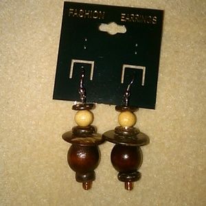 Hand crafted wood bead earrings