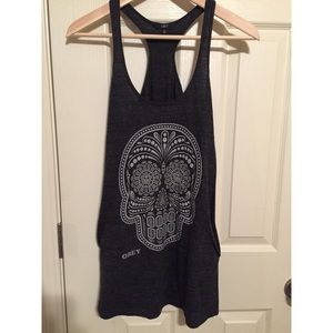 OBEY GRAY SKULL TANK DRESS