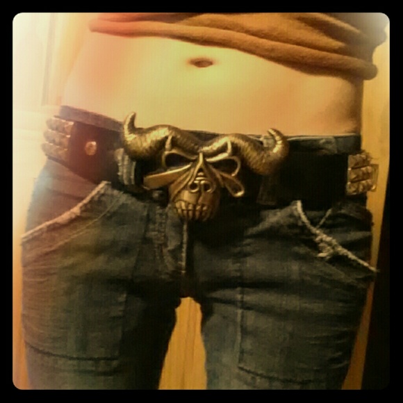 Danzig belt buckle + studded belt. Grunge / Punk