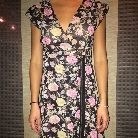Floral print side zip dress
