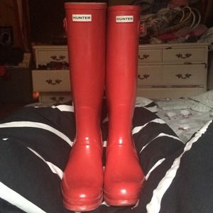 Bright Red Hunter Boots