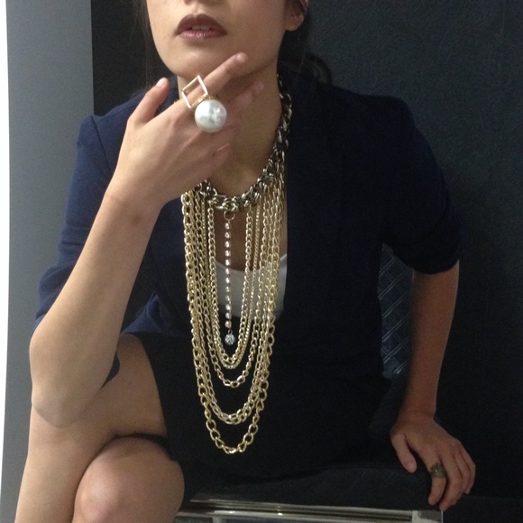 Gold chain choker necklace