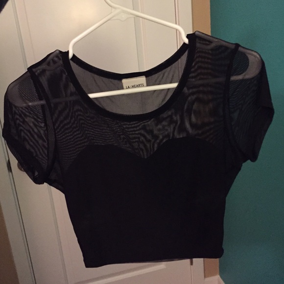 Black mesh crop top