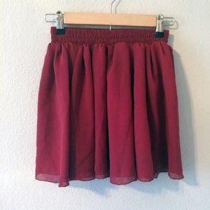 Wine red double-layered chiffon skirt