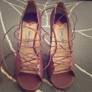 Jimmy Choo Mauve Lace Up heels! 👏😍