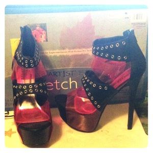 Red kiss high heels