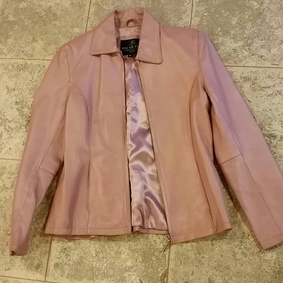 Oscar Piel pink leather coat