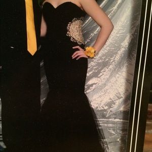 Black Mermaid Prom dress with bedazzled cutout