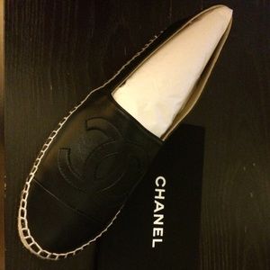Chanel espadrilles black leather brand new w box