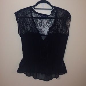 Black sheer American eagle top