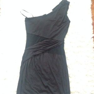 one shoulder mesh cut out bodycon dress