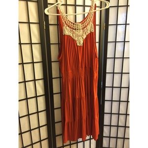 Burnt orange and cream dress