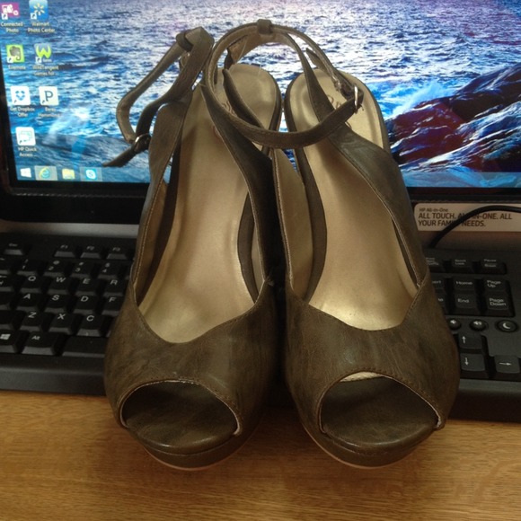 Olive green wedge sandals