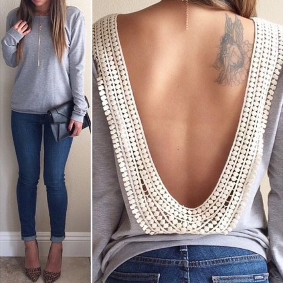 Gray open back shirt