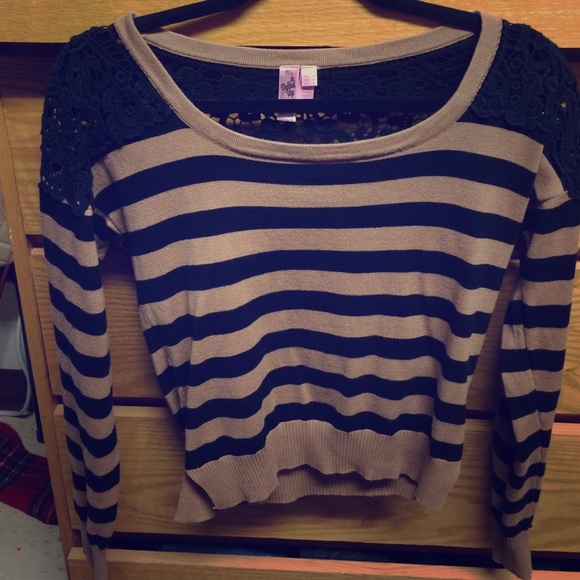 Brown and black with lace sweater