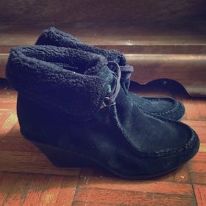 Black Wedge Boots