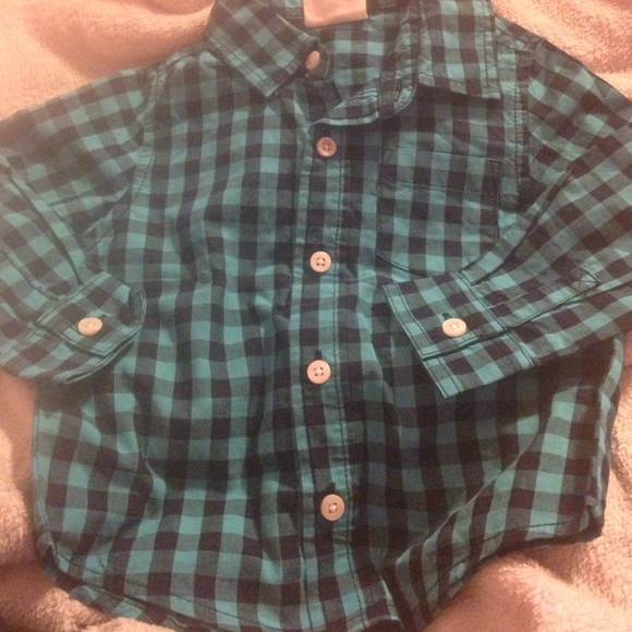 Baby boy dark blue button down shirt