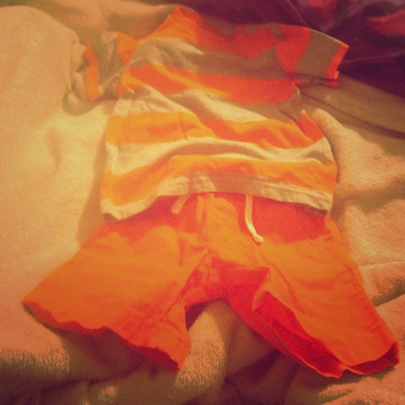 Baby boy orange and grey summer outfit